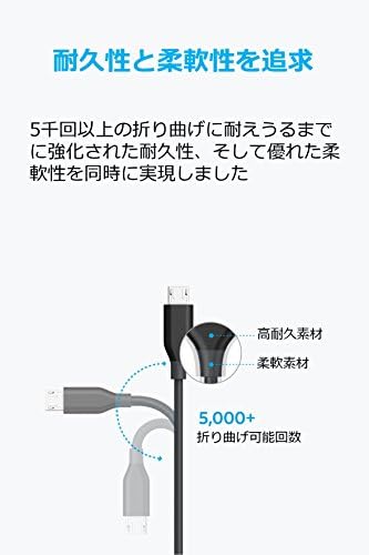 [2 Kom] Anker Powerline Micro USB kabel (6 metara) - Izdržljiv Kabel za punjenje, s арамидным vlaknima i rokom trajanja 5000+ zavoja za smartphone Samsung Nexus, LG, Motorola, Android i druge (crna)