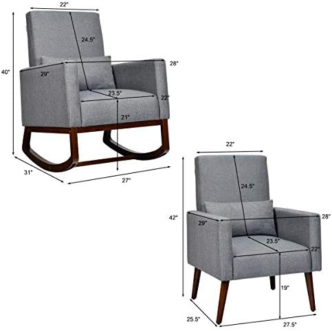 Stolica za ljuljanje s presvlakama Giantex, Moderna Stolica sa visokim naslonom za leđa, Udoban Stolac za ljuljanje