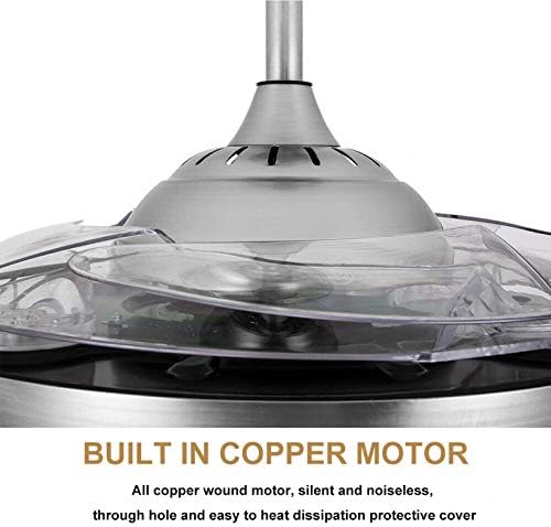 Kristalna Stropni ventilator sa svjetlom,36-inčni LED 3-boji Daljinski Upravljač sa Pull-Nevidljivi Oštrice