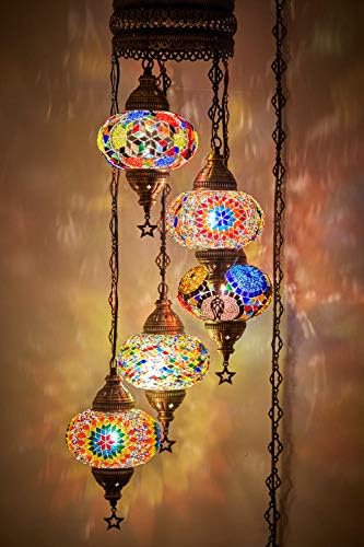 (Odaberite jedan od 12 mogućnosti oblikovanja) Turska Marokanac Mozaik Stakleni Luster Osvjetljava Spušteni Strop svjetla (XLarge-2)