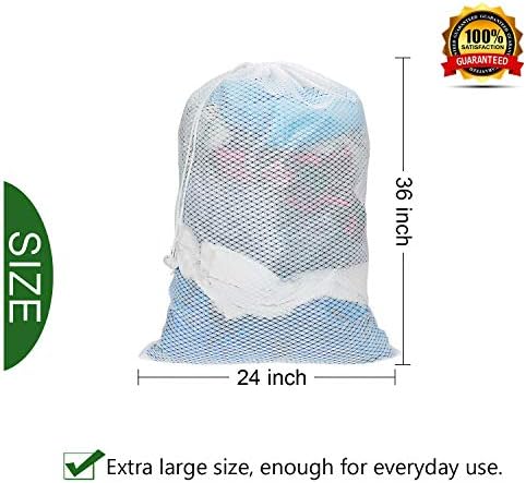 Senneny 2 pakiranja Mrežaste vreće za rublje 24 x 36 cm Velike čvrste mrežaste vrećice za pranje, Сверхмощная torba za tenis rukomet, Idealan najlon vrećicu za pranje u stroju za pranje rublja (bijela)