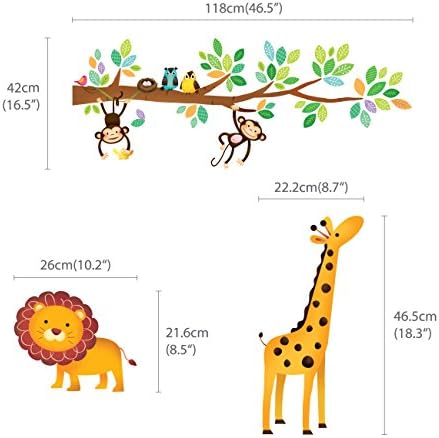 DECOWALL DW-1402 Malo Majmuna Stabla i životinje Chart rasta rasta Djecu Naljepnice zid Naljepnice za zid su Čiste i lijepe natrag Udaljiti Naljepnice za zid za djecu Dječje Spavaća soba Dekor dnevni boravak