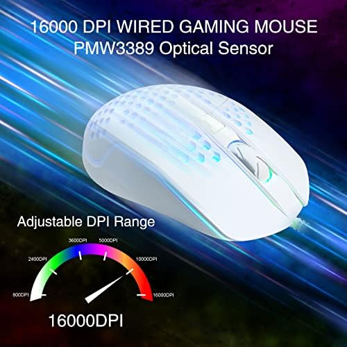 Miš DIERYA Falcon Saća, Optički senzor 16000 dpi 3389, 7 Programabilnih Tipki, Ультралегкая žičano gaming miš