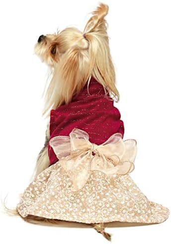 Fitwarm Luksuzni Vezeni Božićni Outfit za Pse Haljina za pse Jednostavno baršunasto Haljina za štene Odijelo