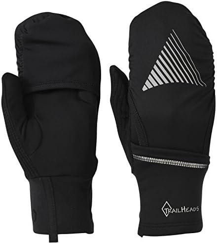 Ženske rukavice za zaslon osjetljiv na dodir TrailHeads sa reflektirajuća vodootporna jakna - Rukavice za trčanje s mekanim krovom - Black/Reflektirajućim