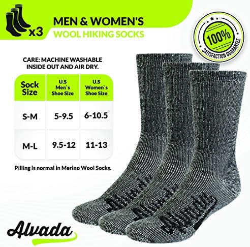 Alvada 80% Мериносовая vuna Planinarske Čarape Toplinske Tople Zimske čarape za posade za muškarce i žene 3