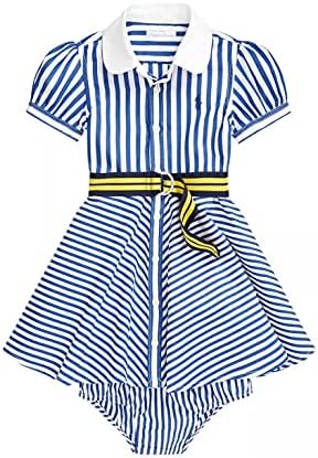 Polo Ralph Lauren Za djevojčice Prugasta Haljina-košulja, Remen i Floret Komplet od 3 predmeta