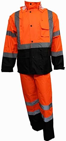 RK Klasa 3 sigurnost odjeća za kišu, Jakna, Hlače i Visoke Vidljivosti Reflektirajućim Crni Spust RW-CLA3-LM11