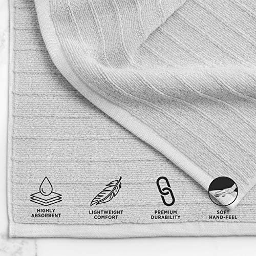 Welhome James Pamuk Set ručnika od 6 komada | Srebrno-siva | Teksturom u bar | Суперсофт i izdržljiva |
