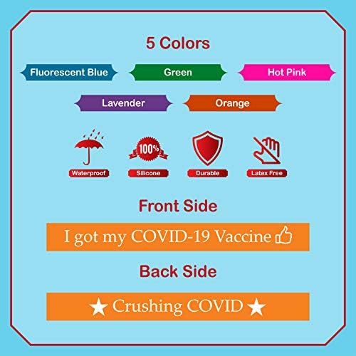 Narukvice Covid 10 kom. | Pogodan za Odrasle Mlade multi-boji | Silikonske Narukvice za Cijepljenje COVID-19