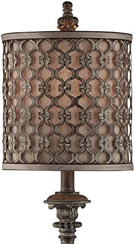 Tradicionalni Francuski Country Stilu Visoke Buffet lampe Bež Svitak Metalna Rešetka Svijećnjak u okviru Cilindar