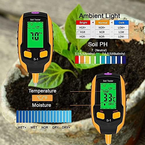 Mjerač ph tla za biljke 4 u 1 Mjerač vlage/Temperature/light / kiselosti PH Led zaslon Digitalni Set za testiranje tla za vrt, Farma, Biljke, Vanjsku, Unutarnju uporabu, travnjaka