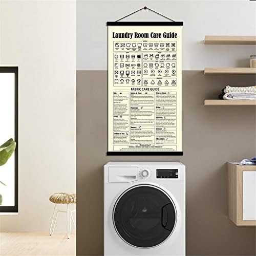 Znakovi za pranje Vodič Za Dekor Njegu Krpu za Uklanjanje Mrlja Wall Art Poster Platnu S Okvirom Za Vješanje 16x26 inča (vintage)