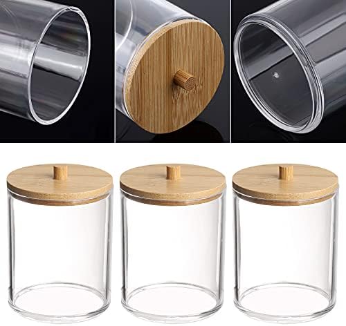 Tbestmax 4 Pakiranje Bambusa pribor za kupaonice, Transparentan držač Qtip i plastični dozator sapuna, Ljekarne,