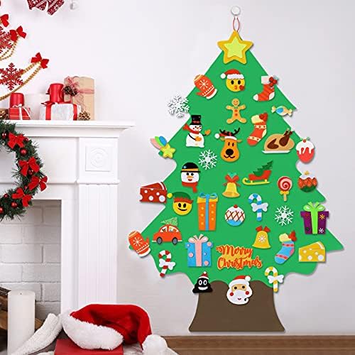 Filc Božićno drvce - 3,6 Podnožju Zidni Filc Božićno drvce za djecu s ukrasima od 37 kom., Božićne darove DIY