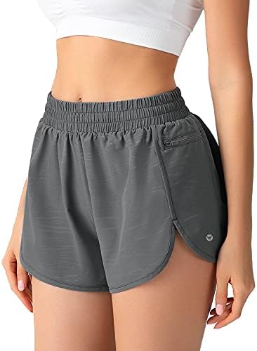 Kratke hlače za trčanje Tmani Za žene s brzim kosu sa postavom Sportske Kratke hlače za trening s visokog struka sa džepovima na munje