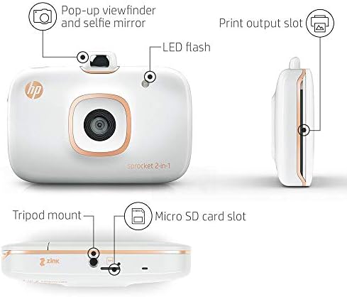 Prijenosni foto pisač HP Sprocket 2-u-1 i kit instant kamere sa microSD karticom od 8 GB i фотобумагой Zink