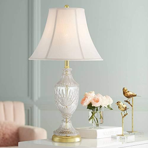Tradicionalna lampe u stilu glamura, Граненая staklena urna, Mesing, Zlato metal, prozirno bijela krem stakleni
