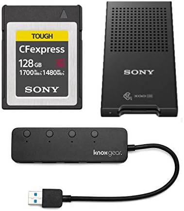 Sony 128 GB Teška Serija CEB-G CFexpress memorijska Kartica-tip B MRWG1T čitač memorijskih kartica CFe-B/XQD i Knox Gear 3.0 4-port USB hub (3 komad)