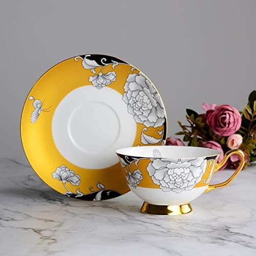 Čajne Šalice ACOOM s Odgovarajućim Tanjurići-6,8 grama bone Kina s cvijećem i leptirima Čajna Šalica Fine Blagovaona