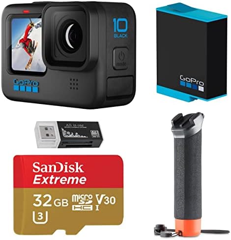 GoPro HERO10 Crna, Vodootporan Akcija-kamera, Video 5.3K60/4K, Izravni prijenos 1080p, Starter kit s dodatnom