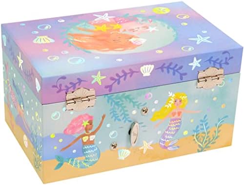 Sirena Za djevojčice-Zlatara Glazbena kutija za pohranu Nakit led, Prelijeva Dizajn sa Zlatnom folijom, Melodija