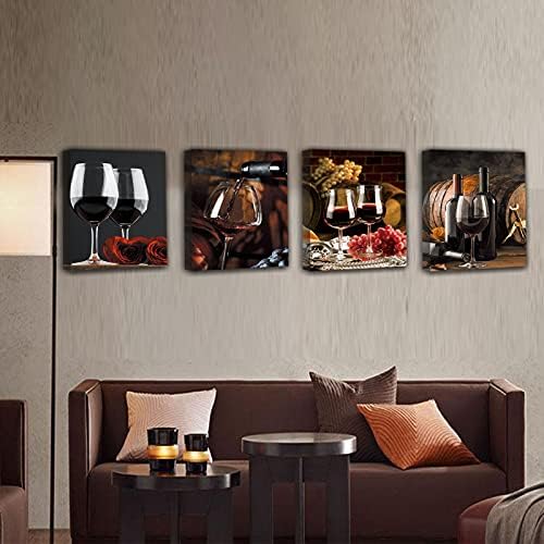 Moderna Umjetnost Voće Grožđe Crno Vino Staklena Slikarstvo Zidni Dekor Umjetnost Čaše Za Crveno Vino HD Barel