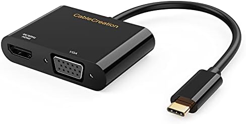 USB C na HDMI VGA, Kabelski konverter USB Type C u HDMI (4K 60 Hz) VGA (1080P 60 Hz), kompatibilan s MacBook Pro 2020, iPad Pro 2020, Dell XPS 13/15, Surface Go, Chromebook, Galaxy S20
