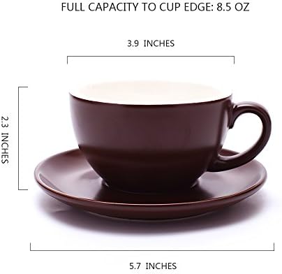 Šalica Coffeezone Latte Art s tanjur Cappuccino i Američko, Novi bone kina, Materijal za kavane i Barista (Матово-smeđa,