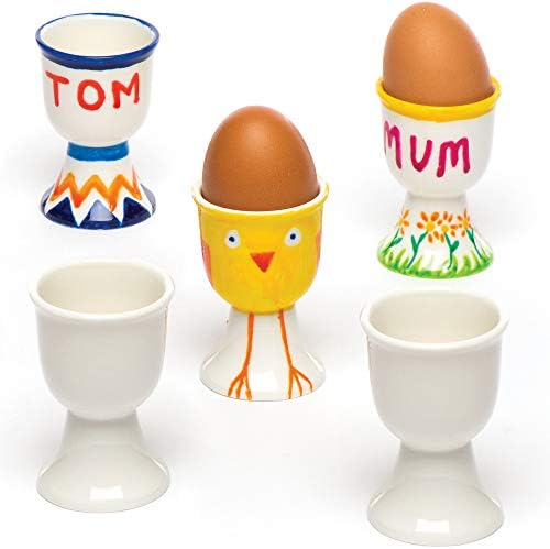 Šalice za jaja Baker Ross, Uskrsni obrta za djecu za ukras, personalizaciju i uporabu (Kutija od 4 komada), 70 mm, Bijela,ET879