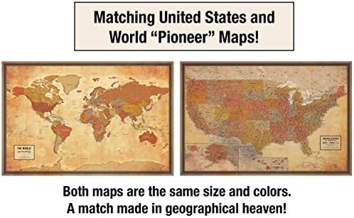 Laminirano Plakat s kartom Pionira Sjedinjene američke Države | Karta u vintage stilu | Uključuje Najviše čitaju Oznake lokacije | 36 x 24 | Dolazi u minimiziran u cijev, Nisu presavijeni | super za kuće ili u razredu