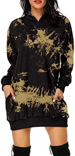 Zimske haljine za žene, Ženska Slatka Grafička Tunica Majica Top Dugi Rukav Mini haljinu Pulover Haljinu s kapuljačom