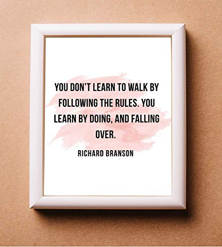 Richard Branson-Naučiti hodati, što i pada-Motivacijski citati Zid umjetnost-sa tipografski plakat veličine 8 x 10 inča-Spreman za izvršenje. Interijer kućnog ureda, Klasa i Dorms. Odličan Nadahnjuje Poklon!