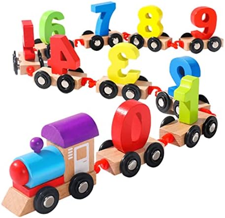 Drveni digitalni igračka vlak YWILLINK, Set igračaka za off road, Božićni dar za djecu ranog odgoja i obrazovanja