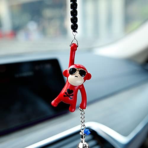 YGMONER U Sunčane naočale Majmun Automobil Šarm Unutarnjeg retrovizora Visi (crvena i boca sa azotom)