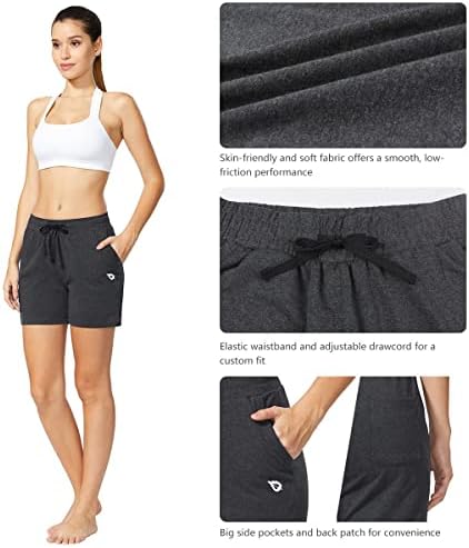Žene 5-inčni aktivne pamučne gaćice BALEAF, sportske sportske kratke hlače za yoga, svakodnevne ljetne pješačke kratke hlače za odmor s džepovima