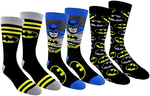 DC Comics Muške Svakodnevne Čarape za posadu s Batman 3 Para (Jedna Veličina, Batman 3)