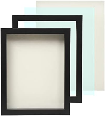 Okvir 8 x 10 Crni Drveni Okvir Za Sjene – Mekani Filc naslon za leđa, Kaljeno staklo i Elegantne Bijele Lopte