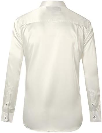 Muška majica Escalier dugi rukav od sjajnih svile, kao što je na atlas, za ples, prom, večernje majice, tuxedos