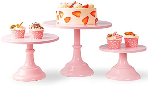 Skup stalci za tortu FUMOMEK, Set od 3 komada Ruža podloge za torte , Okrugli Metalni Stalak za tortu, Stalak
