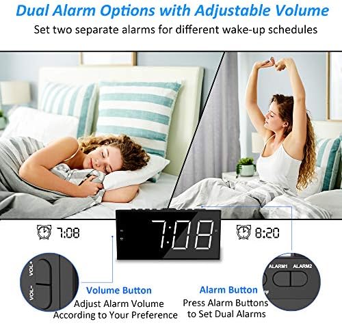 Super Glasan Alarm s Шейкером za teške za spavanje, Dual Vibracijski Alarm sa USB punjačem za gluhe nagluhe,