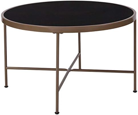 Kava stol od crnog stakla zbirke Flash Furniture Chelsea s Mat Zlatna okvira