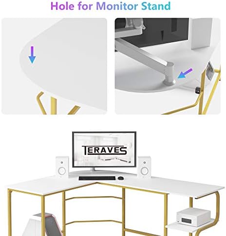 Teraves Reverzibilni L-oblika Stol s policama Cijele Kutak Računalo Stol Stol Radna Stanica za Dom i Ured