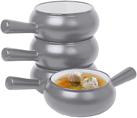 Set od 4 Мисок za francuskog luk juha s ručkom - Keramičke posuđe na 17 oz, Сервировочные zdjele za pahuljice,