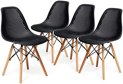 Giantex Set od 4 moderno opremljena blagovaona stolice, Bočni stolice za dnevni boravak od polipropilena u obliku