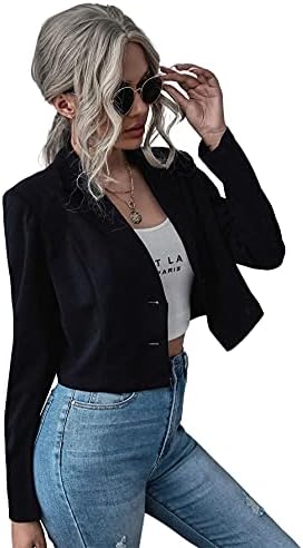 Ženska jakna-blazer SheIn s igle i izreza na jedan preklopni dugi rukav, dnevne укороченная jakna-blazer