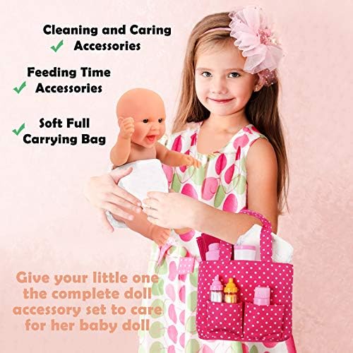 Kliknite i igrajte se U Lutku-djevojčicu Pink Meka Torba Za nošenje, Uključujući Pribor Za njegu čišćenja i
