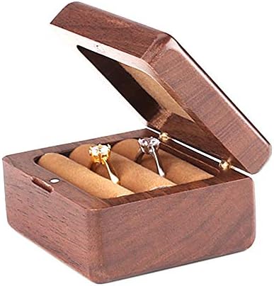 Kutija za jedan prsten od masivnog drva - Više jednostavan Stil Za pohranu tankog oraha - Drvena kutija za Angažman prsten, Prsteni s obećanjima i vjenčano prstenje - Magnetna kutija za prstenje za prijedloge - Selo kutija za nakit za gospodina i gospođa