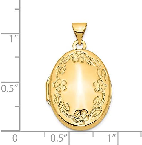 14 karatnog Žutog Zlata S Ručno Graviranje Cvjetni Ovalni Foto Privjesak Šarm Medaljon Lanac Ogrlica U Kojem