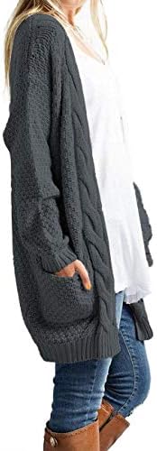 Traleubie Ženski džemper dugih rukava Boho Dečko s otvorenim prednji dio, pletene debeli kardigan, džemper